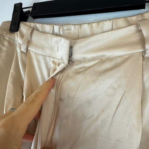 NWT Goelia Leisure Pants Light Beige Elastic Waist Acetate Pants 8 - Picture 3 of 7